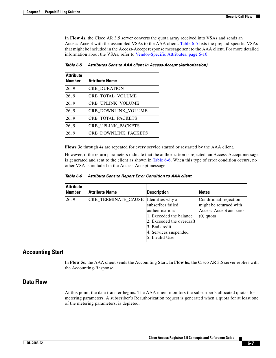 Accounting start, Data flow | Cisco Cisco Access Registrar 3.5 User Manual | Page 61 / 80