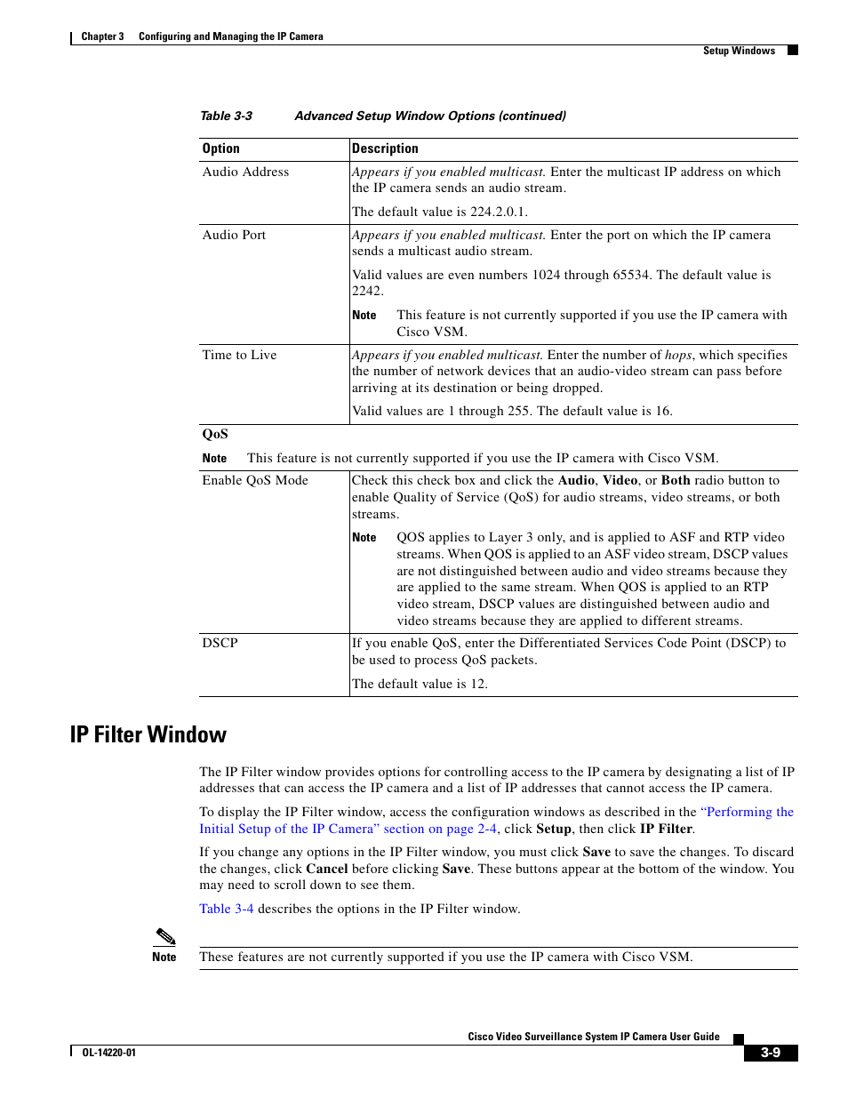 Ip filter window | Cisco CIVS-IPC-2500 User Manual | Page 29 / 82