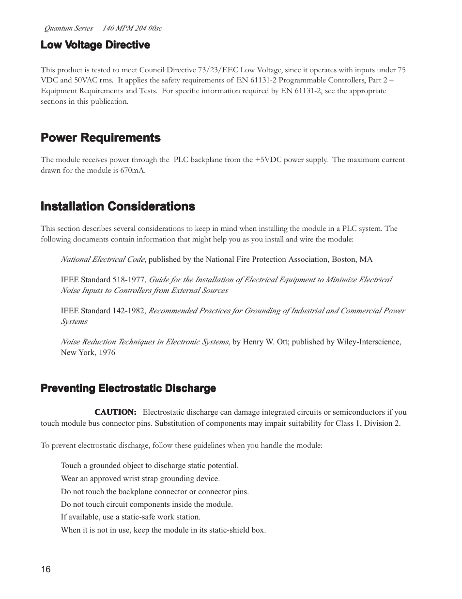 Power requirements, Installation considerations | Spectrum Controls 140 MPM 204 00sc User Manual | Page 14 / 66