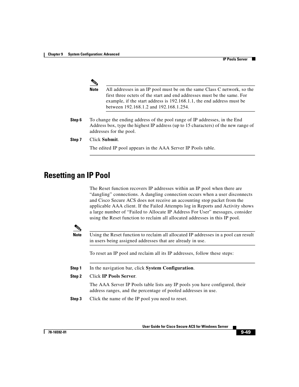 Resetting an ip pool | Cisco 3.3 User Manual | Page 377 / 860