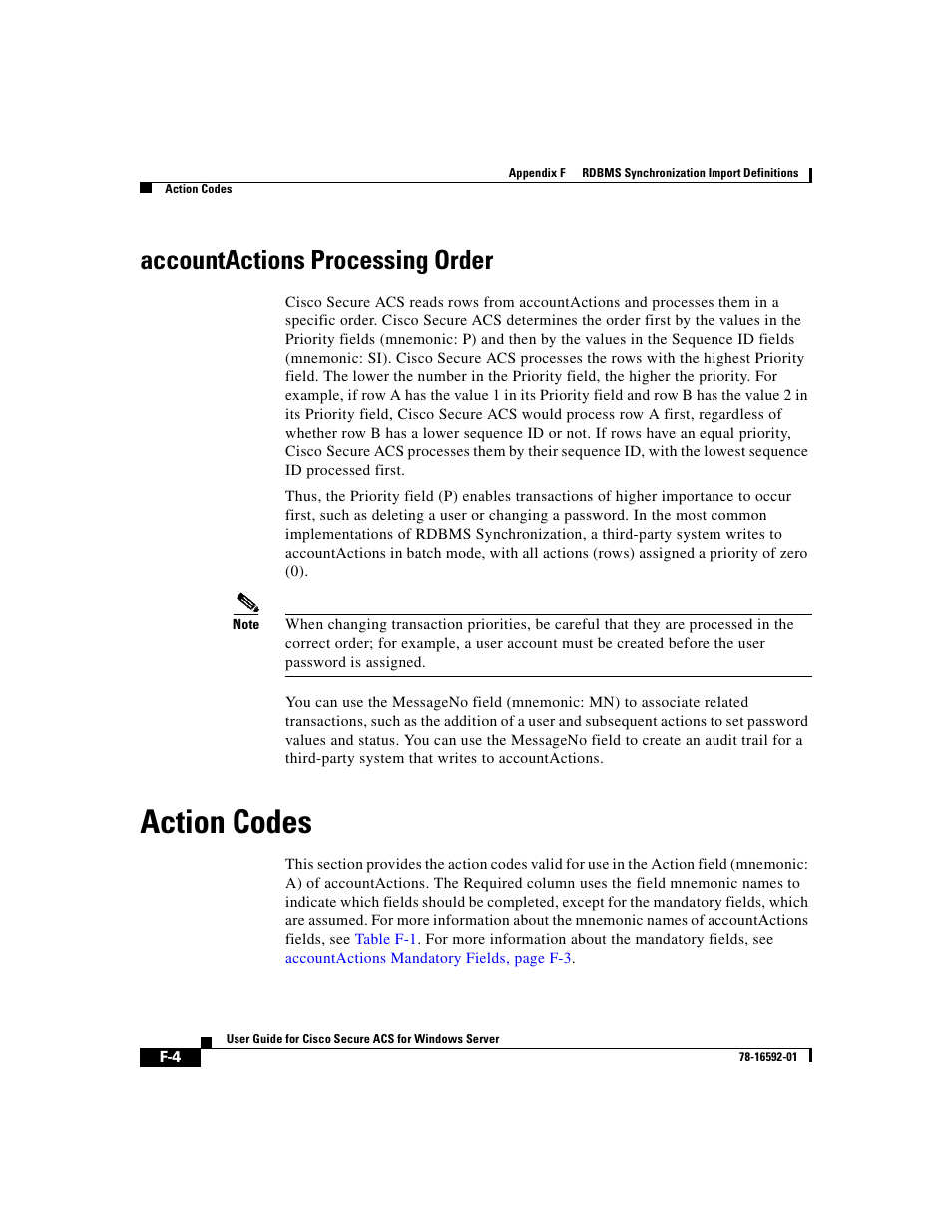 Accountactions processing order, Action codes, Action | Cisco 3.3 User Manual | Page 790 / 860
