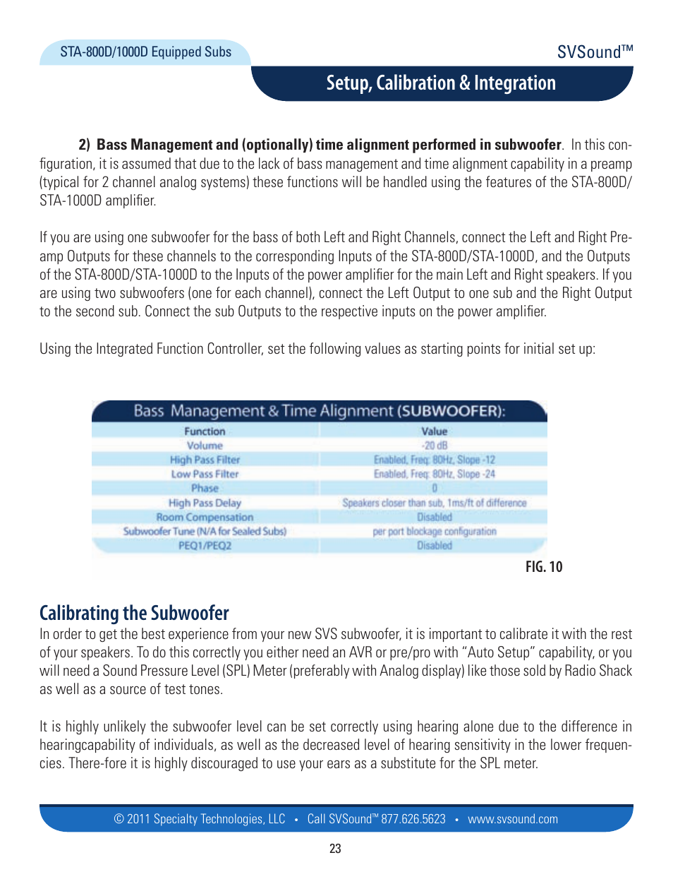 Setup, calibration & integration, Calibrating the subwoofer, Svsound | SVS PB12-Plus User Manual | Page 23 / 34