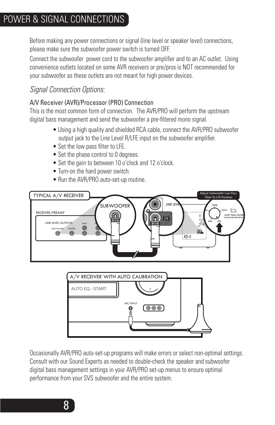 Pc-2000_manual_09162014-8, Power & signal connections, Signal connection options | SVS PC-2000 User Manual | Page 10 / 16