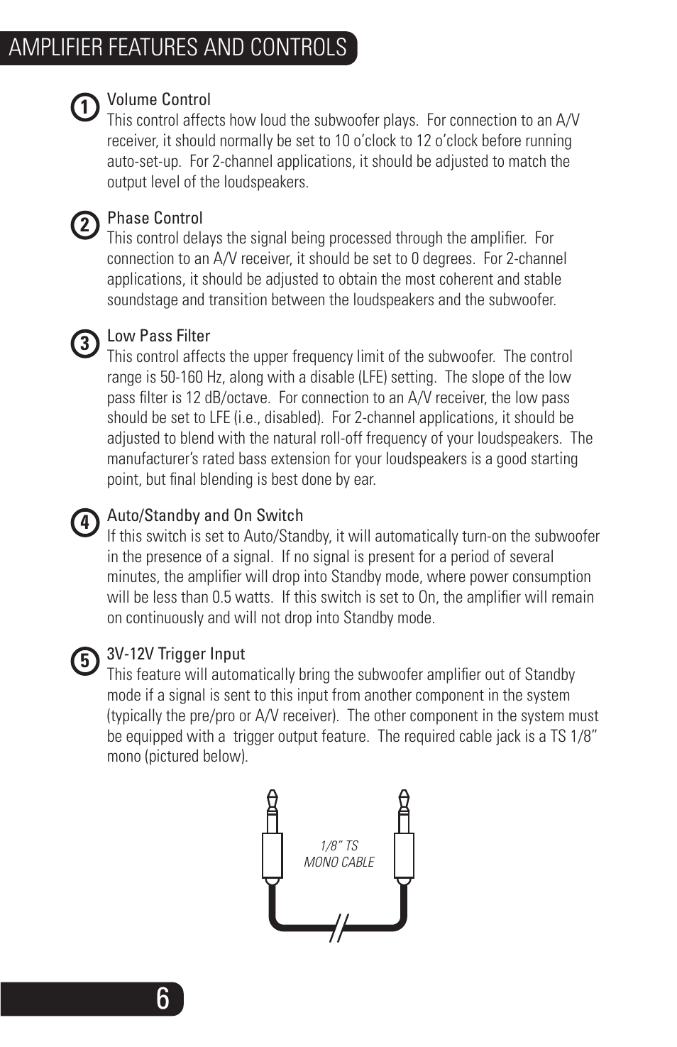 Pc-2000_manual_09162014-6, Amplifier features and controls | SVS PC-2000 User Manual | Page 8 / 16