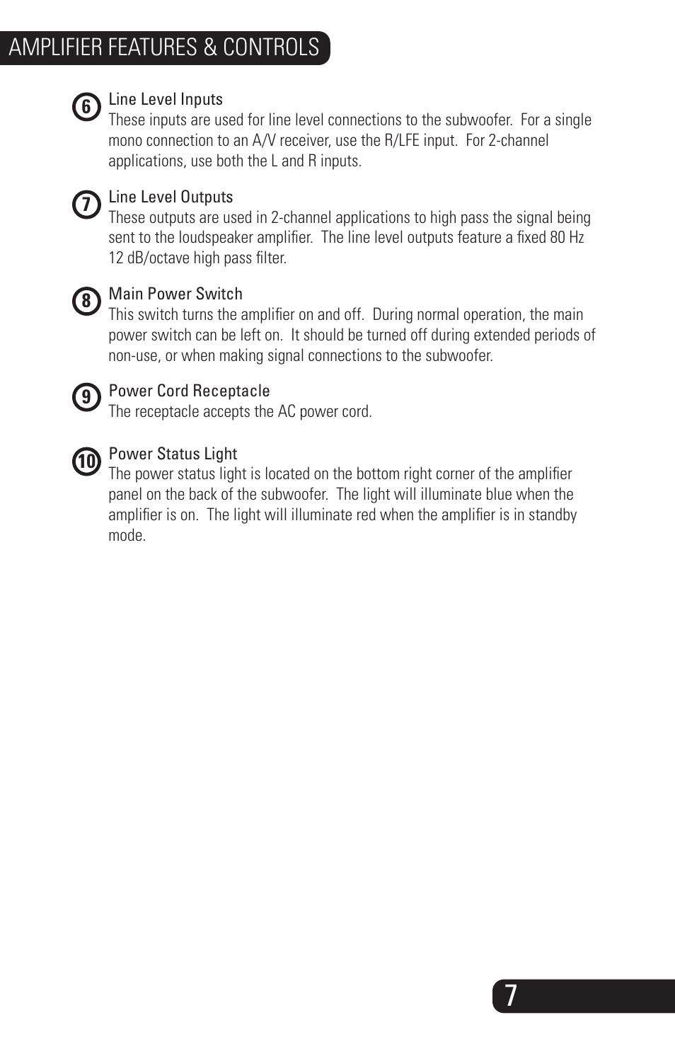 Pc-2000_manual_09162014-7, Amplifier features & controls | SVS PC-2000 User Manual | Page 9 / 16