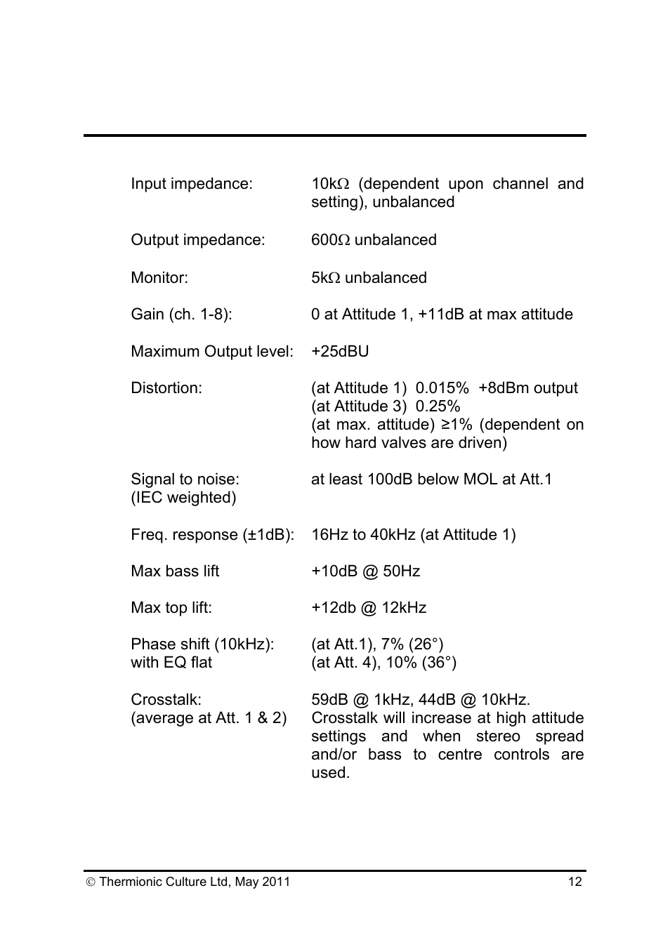 Thermionic Culture THE FAT BUSTARD II 12 Channel Summing mixer User Manual | Page 13 / 15