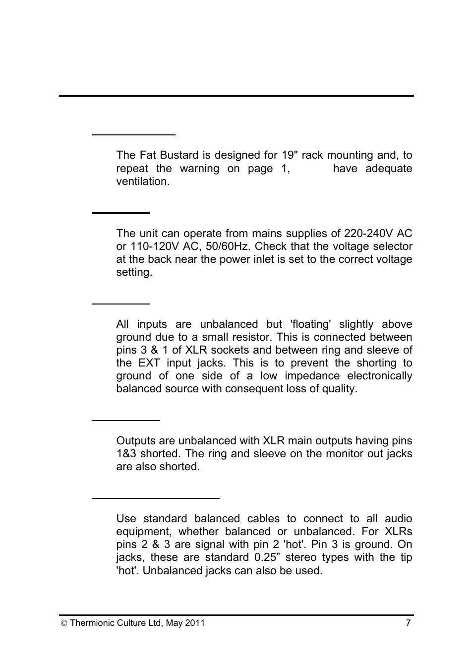Thermionic Culture THE FAT BUSTARD II 12 Channel Summing mixer User Manual | Page 8 / 15
