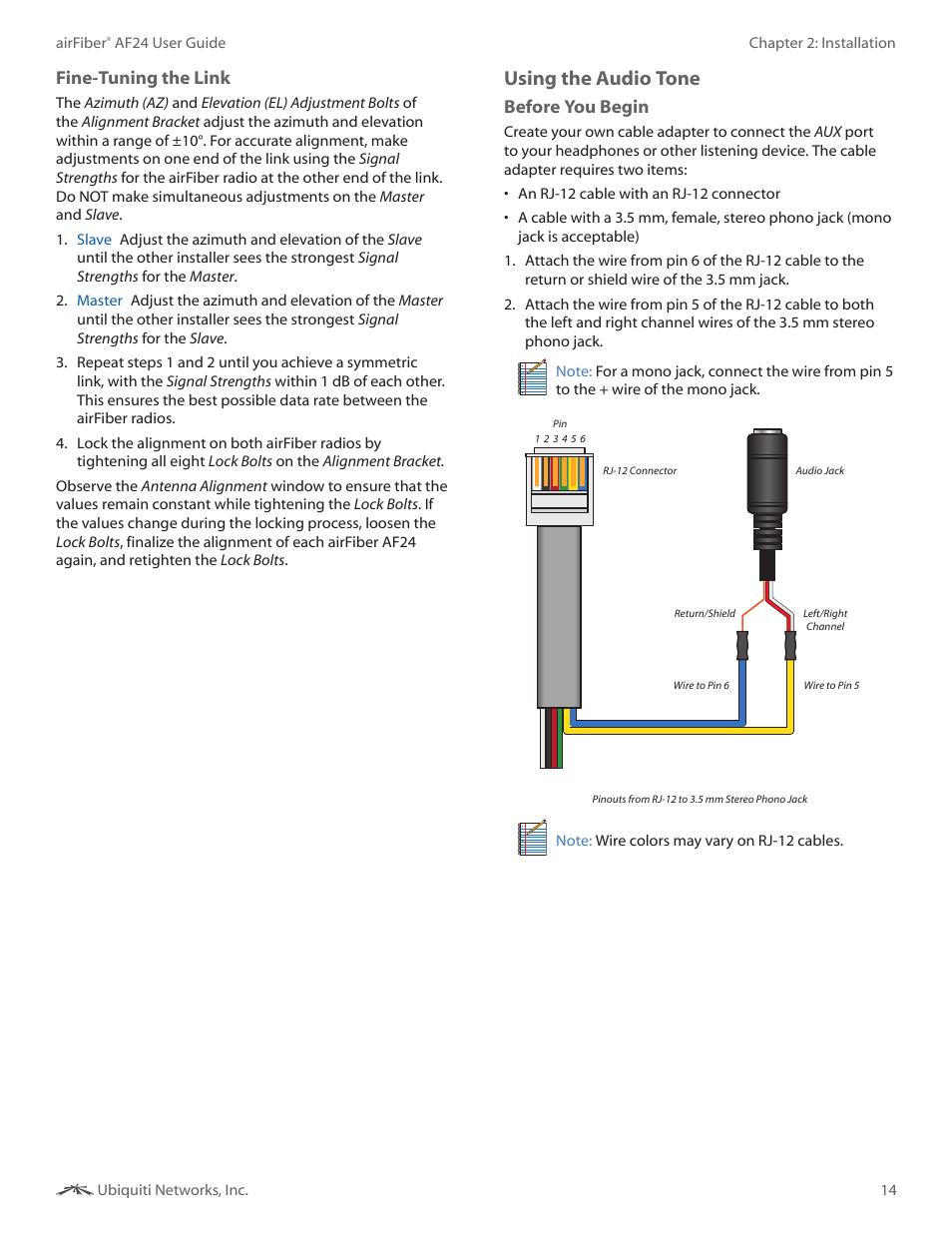 Ee “using, Using the audio tone, Fine-tuning the link | Before you begin | Ubiquiti Networks airFibe24 User Manual | Page 17 / 50