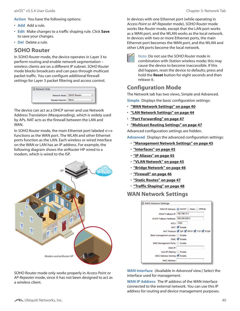 Soho router, Configuration mode, Wan network settings | Ubiquiti Networks PowerBridgM User Manual | Page 43 / 67