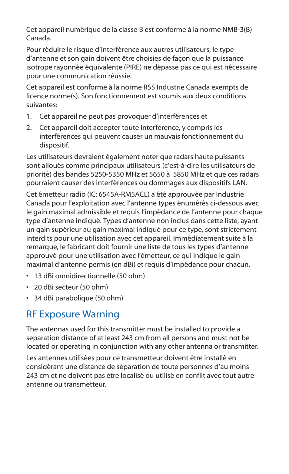 Rf exposure warning | Ubiquiti Networks Rockeac User Manual | Page 19 / 24