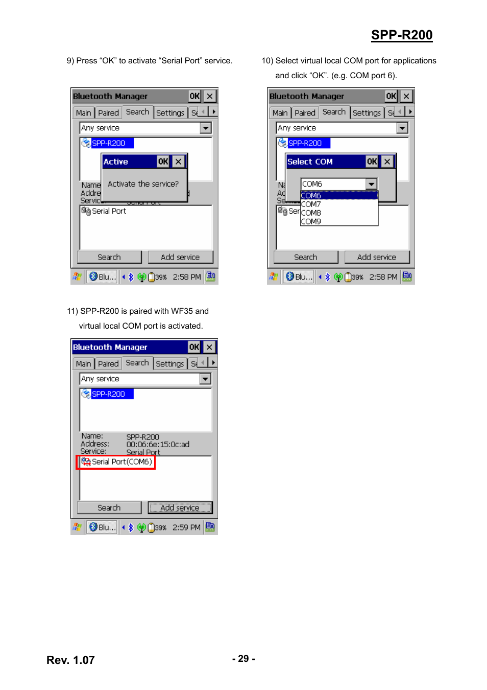 Spp-r200, Rev. 1.07 | BIXOLON SPP-R200 User Manual | Page 29 / 38