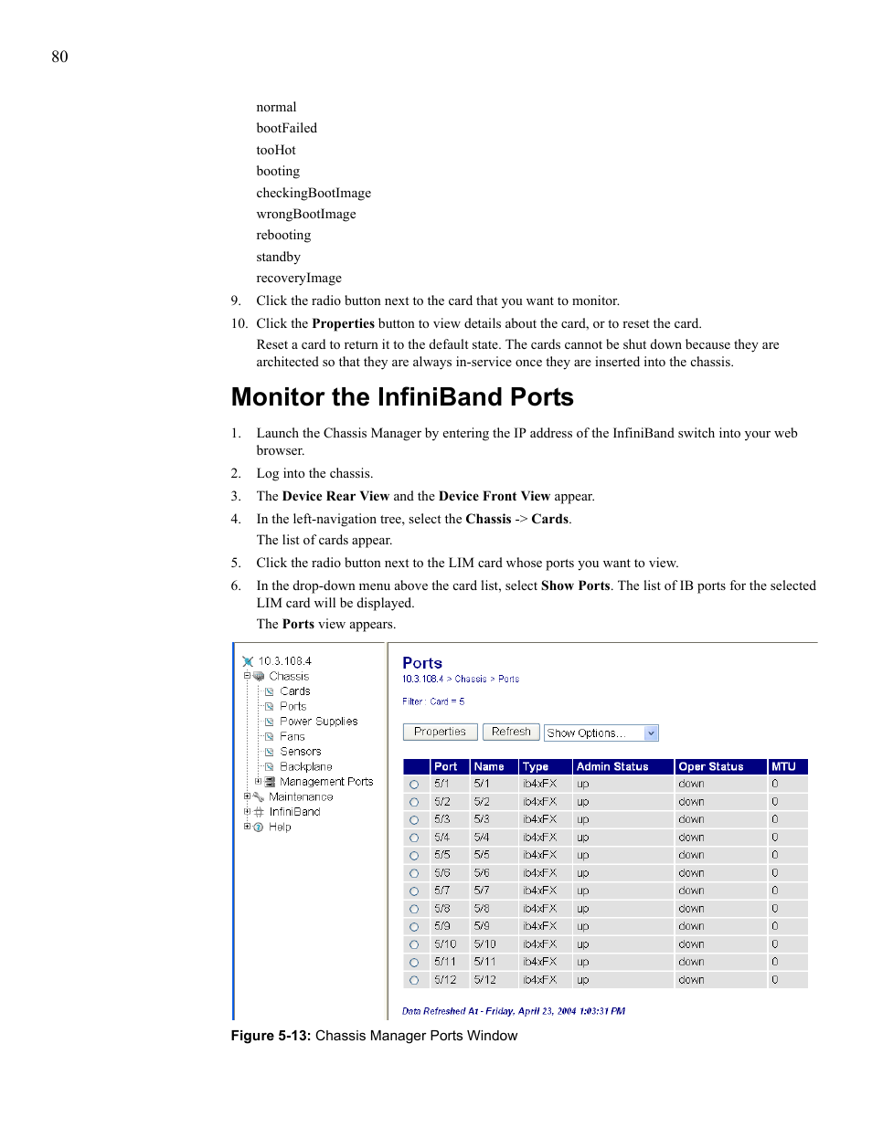 Monitor the infiniband ports | Cisco SFS 7008 User Manual | Page 80 / 108