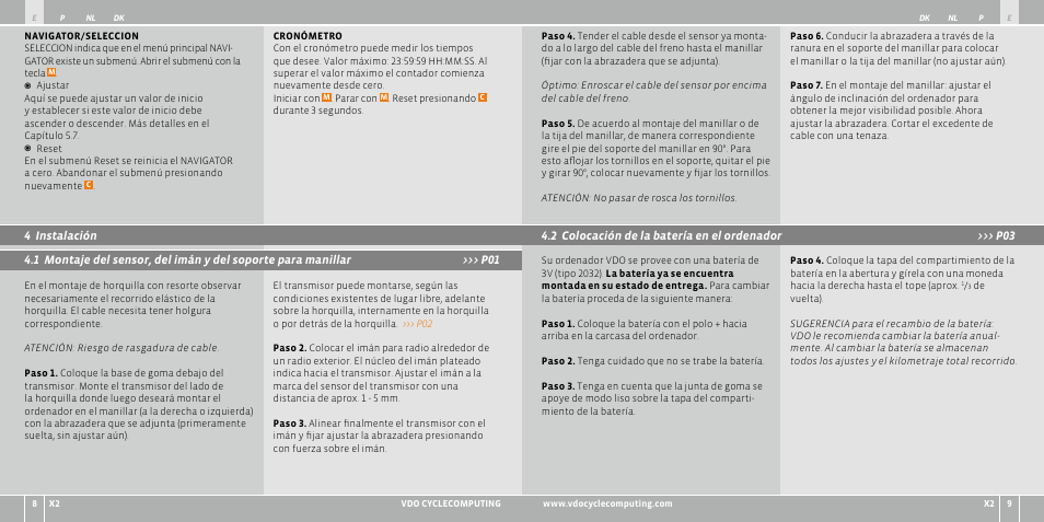 VDO WR X2 User Manual | Page 48 / 264