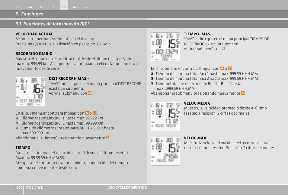 VDO WL MC 2.0 User Manual | Page 160 / 272