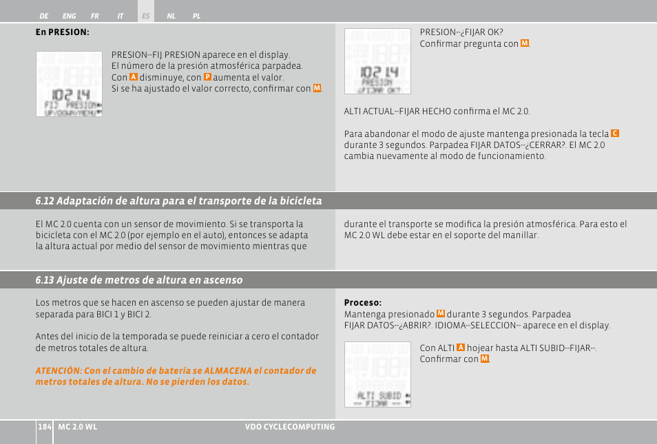 VDO WL MC 2.0 User Manual | Page 184 / 272