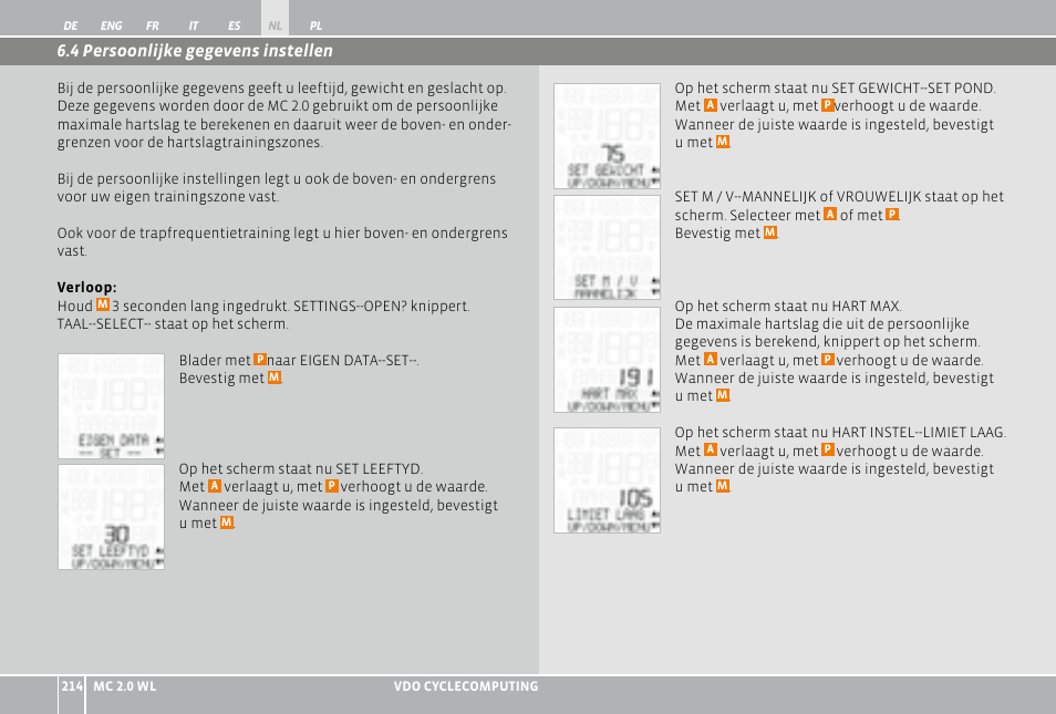 VDO WL MC 2.0 User Manual | Page 214 / 272