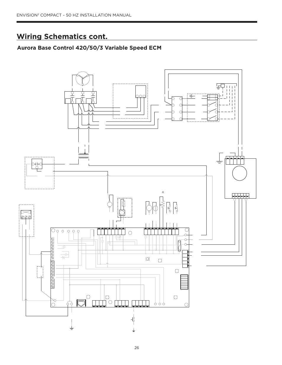 Wiring schematics cont, Envision, Compact - 50 hz installation manual | Aurora base control (abc) | WaterFurnace Envision2 User Manual | Page 26 / 54