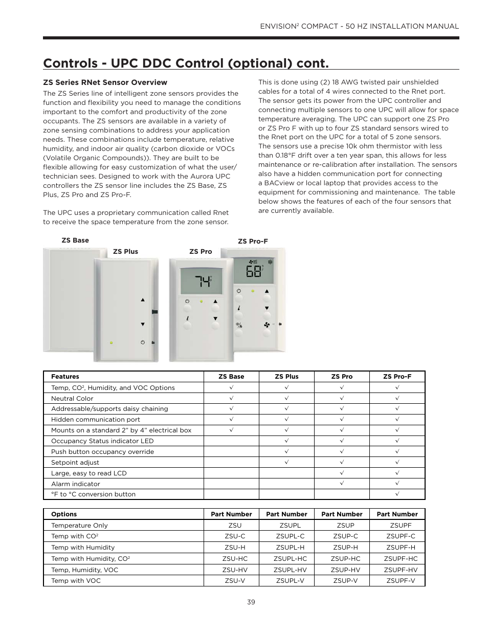 Controls - upc ddc control (optional) cont | WaterFurnace Envision2 User Manual | Page 39 / 54
