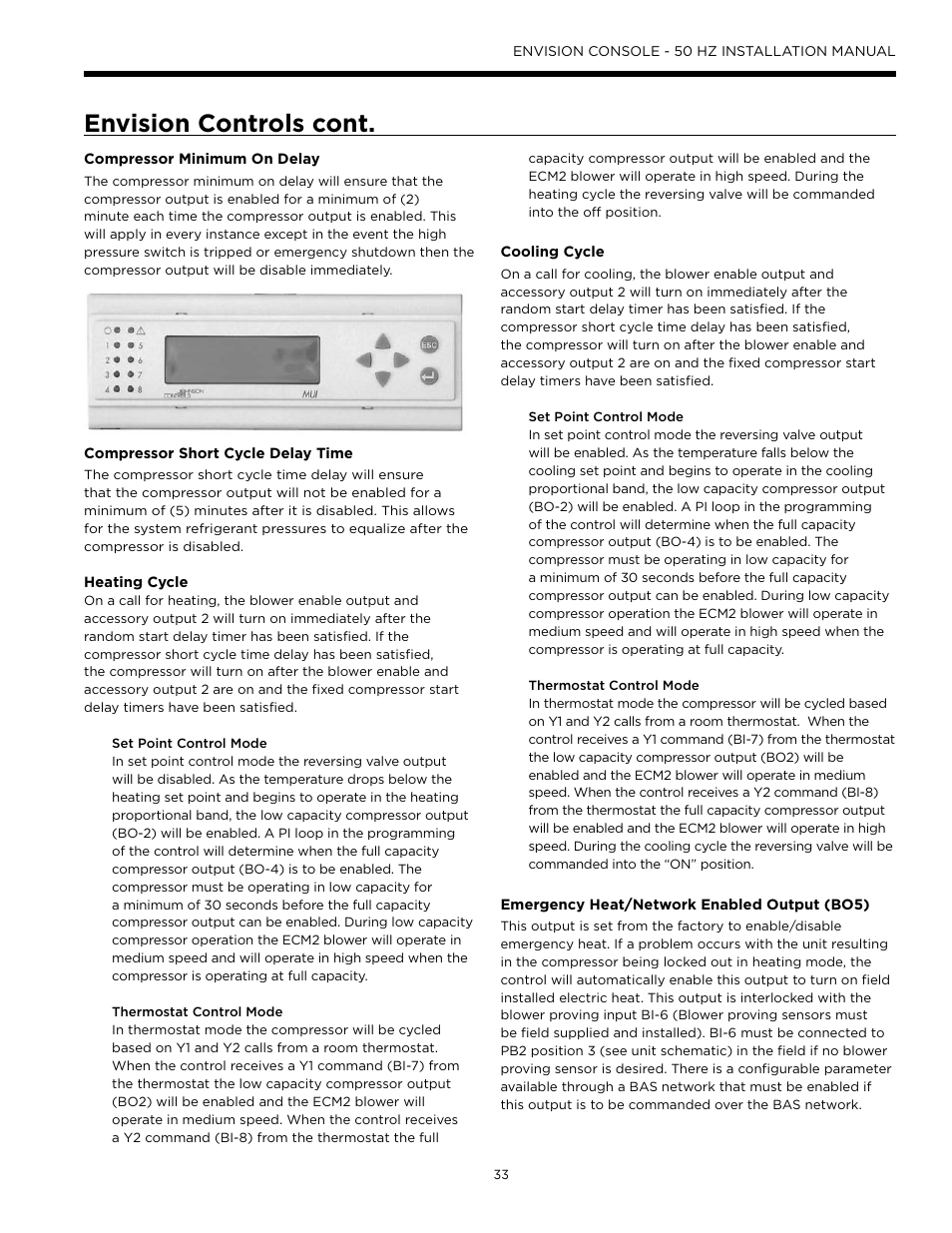 Envision controls cont | WaterFurnace Envisio Series Console User Manual | Page 33 / 44