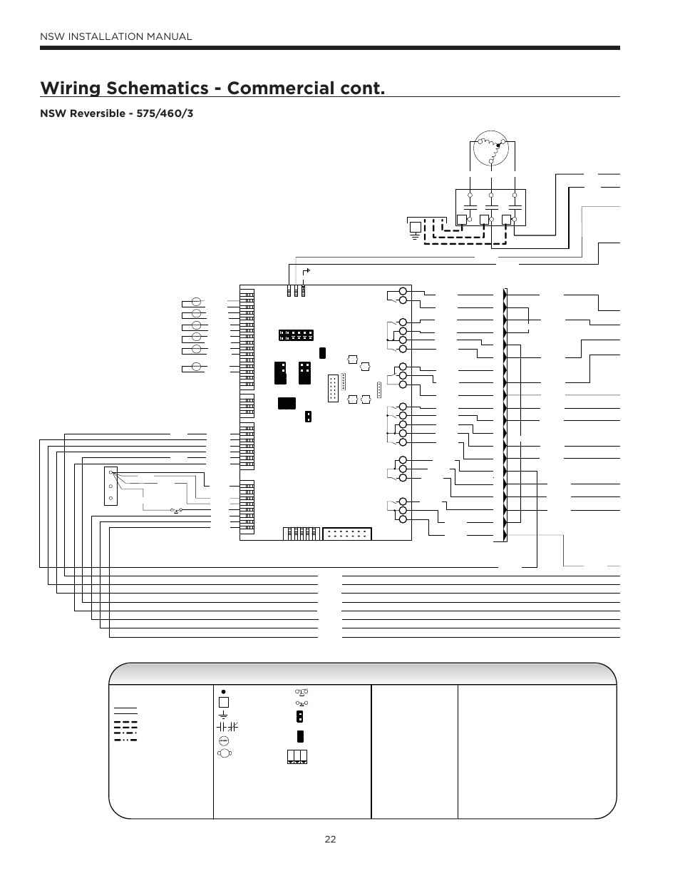 Wiring schematics - commercial cont, Legend, Nsw installation manual | Johnson fx-10 | WaterFurnace Envision Hydronic (NSW) User Manual | Page 22 / 52
