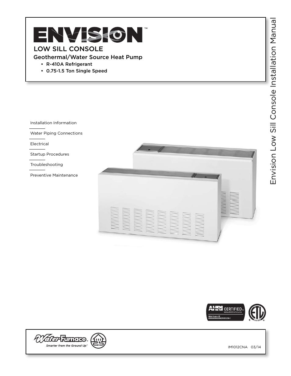 WaterFurnace Envision Low Sill User Manual | 48 pages