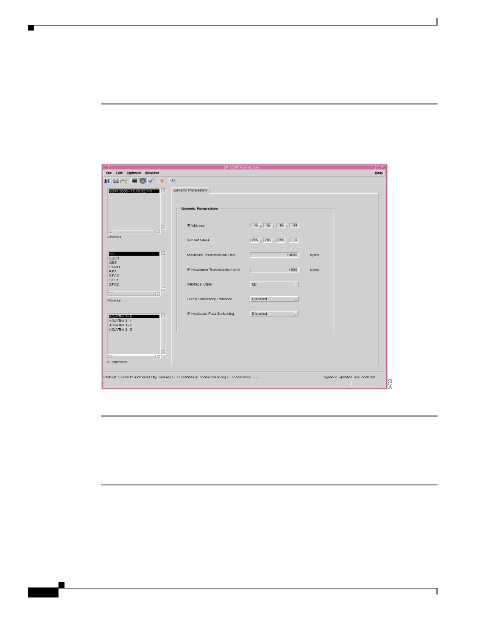 Viewing the ip configuration window, Configuring an ip interface | Cisco 12000/10700 V3.1.1 User Manual | Page 216 / 602