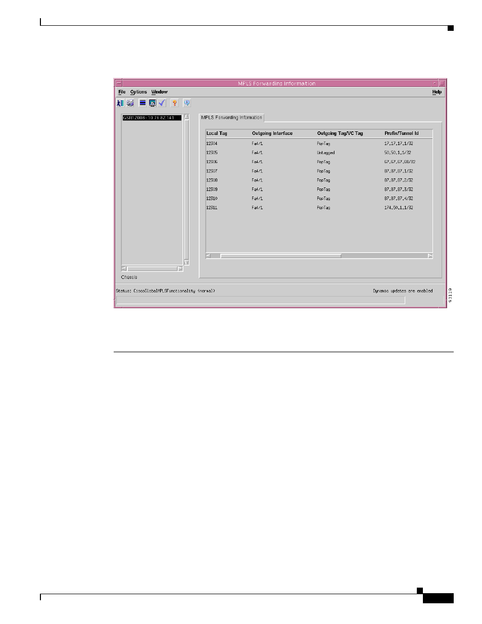 Mpls forwarding information tab | Cisco 12000/10700 V3.1.1 User Manual | Page 461 / 602