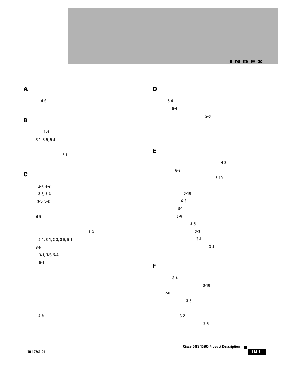 I n d e x | Cisco ONS 15200 User Manual | Page 71 / 74
