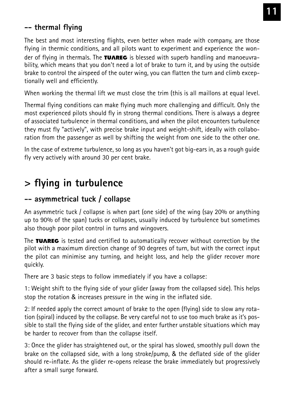 Flying in turbulence | Windtech tuareg User Manual | Page 11 / 24