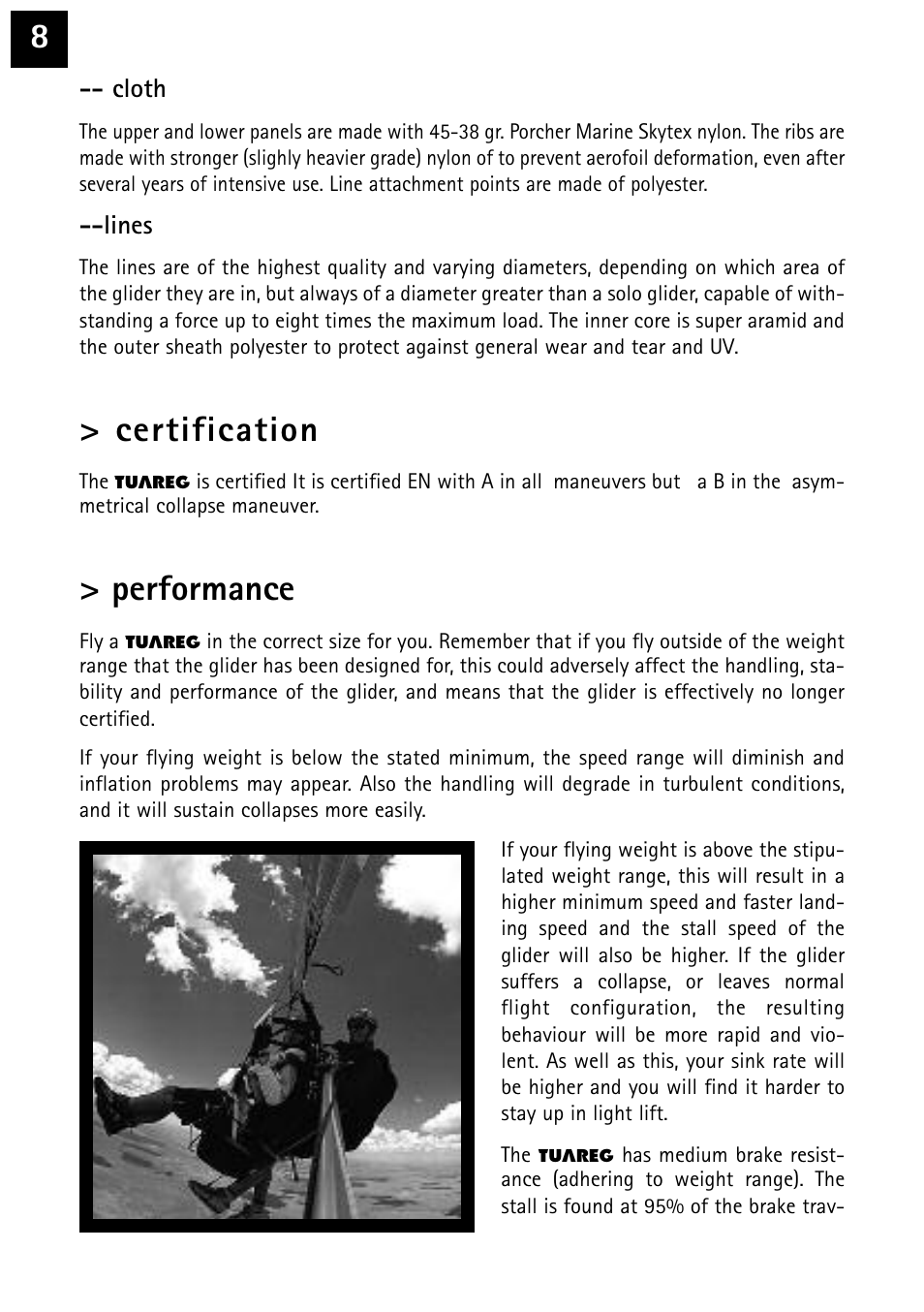 Certification, Performance | Windtech tuareg User Manual | Page 8 / 24