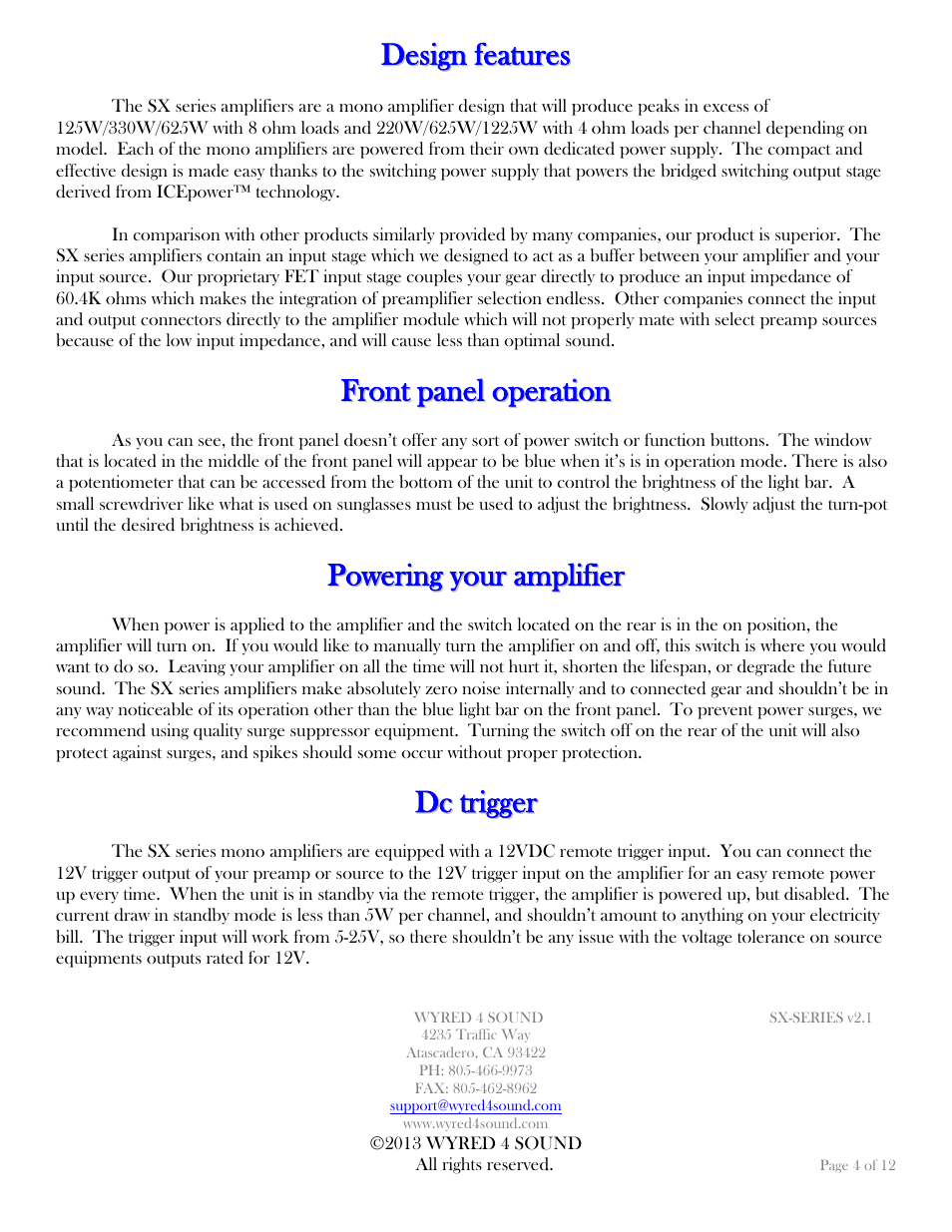 Wyred 4 Sound SX Series User Manual | Page 4 / 12