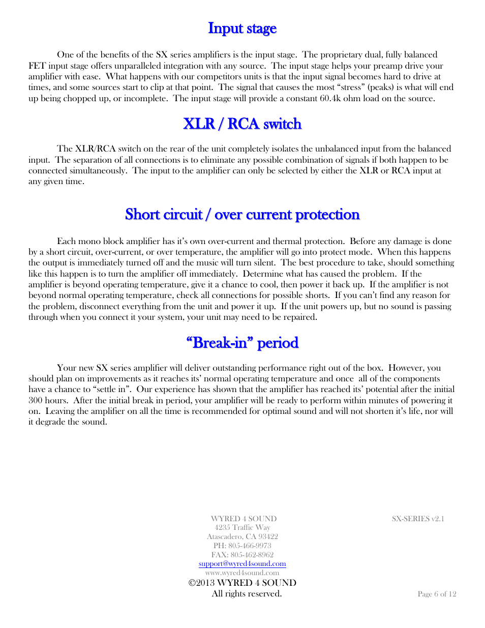 Wyred 4 Sound SX Series User Manual | Page 6 / 12