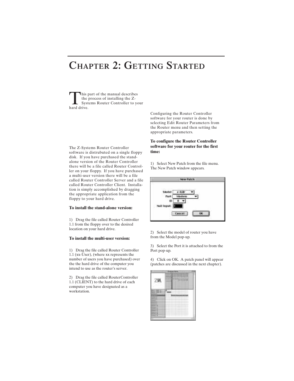 Installation, Hapter, Etting | Tarted | Z-Systems Mac router control User Manual | Page 5 / 10