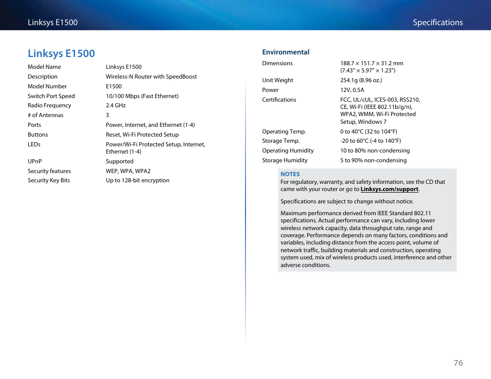 Linksys e1500 | Linksys E4200 User Manual | Page 88 / 92
