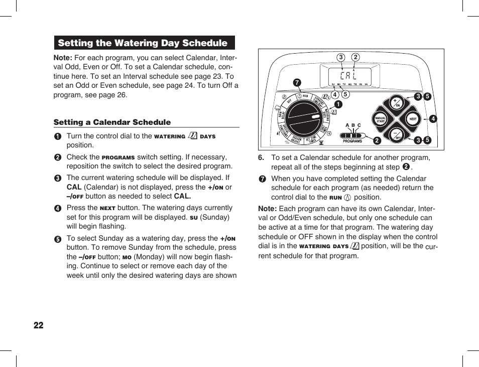 Setting the watering day schedule | Toro ECXTRA INDOOR User Manual | Page 24 / 44