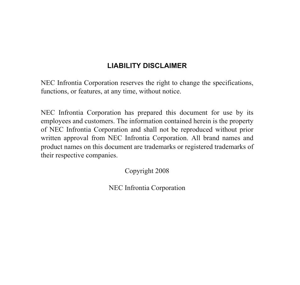 NEC SV8100 User Manual | Page 3 / 69