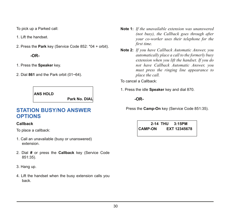Station busy/no answer options | NEC SV8100 User Manual | Page 36 / 69