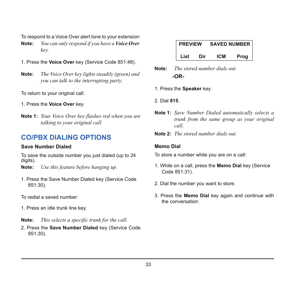Co/pbx dialing options | NEC SV8100 User Manual | Page 39 / 69