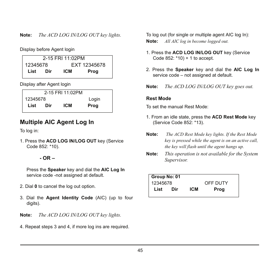 Multiple aic agent log in | NEC SV8100 User Manual | Page 51 / 69