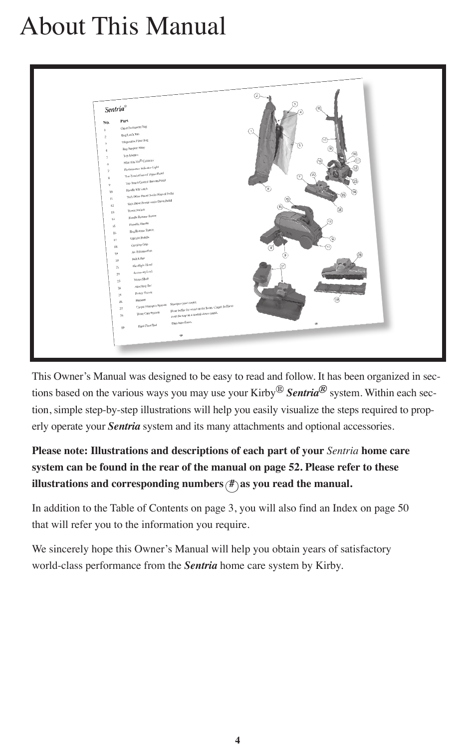 About this manual | Kirby Sentria User Manual | Page 5 / 58