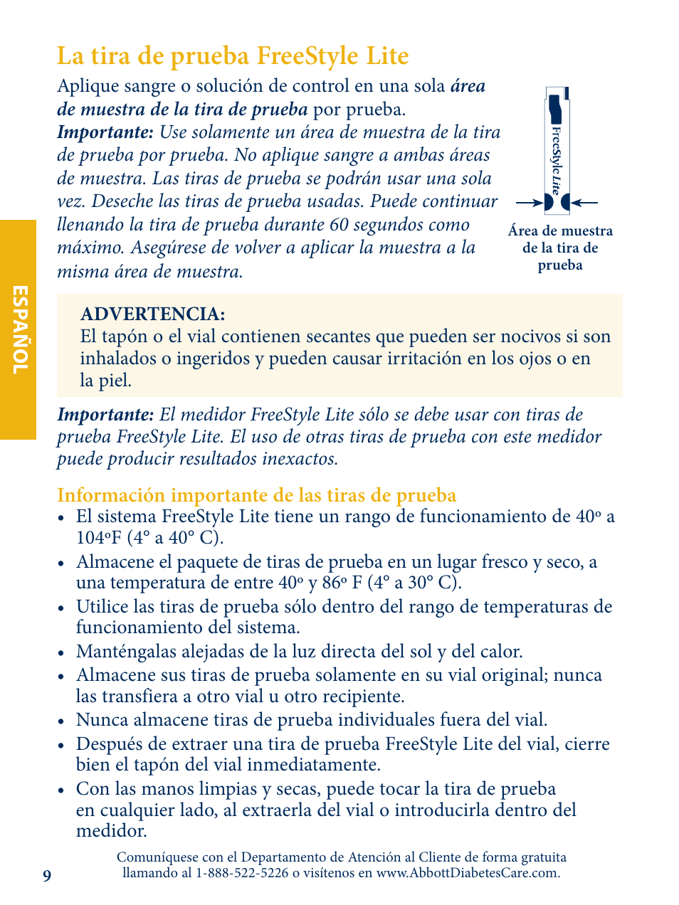 La tira de prueba freestyle lite | Abbott Freestyle Lite User Manual | Page 47 / 72