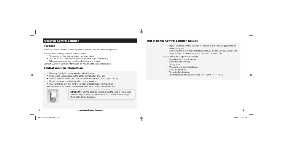Abbott Freestyle Freedom Lite User Manual | Page 14 / 22