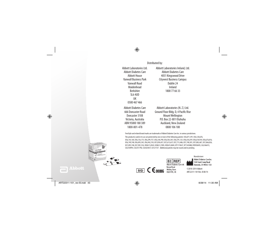Abbott Freestyle Freedom Lite User Manual | Page 22 / 22