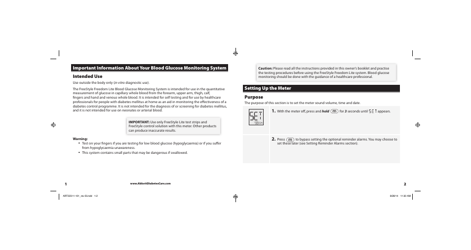 Setting up the meter purpose | Abbott Freestyle Freedom Lite User Manual | Page 4 / 22