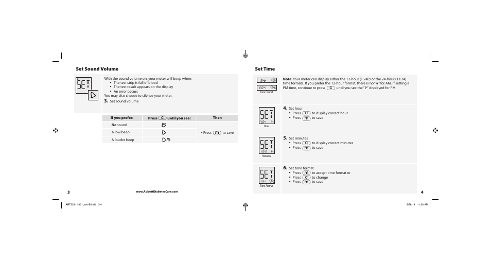 Set sound volume set time | Abbott Freestyle Freedom Lite User Manual | Page 5 / 22