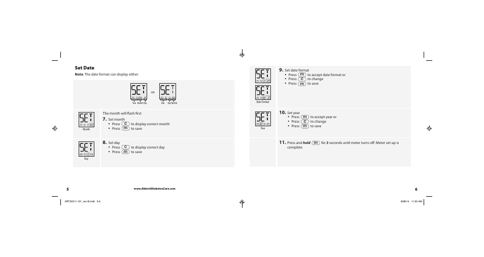 Set date | Abbott Freestyle Freedom Lite User Manual | Page 6 / 22