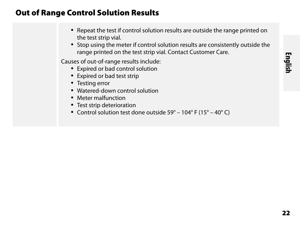 Out of range control solution results | Abbott Freestyle Freedom Lite User Manual | Page 26 / 78