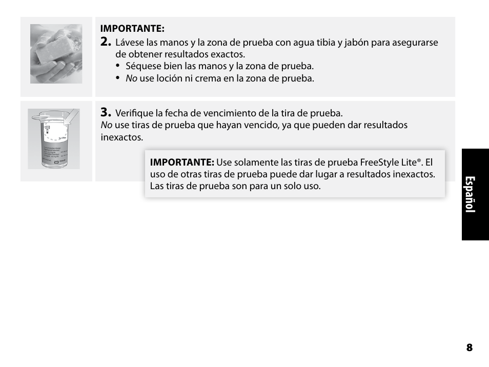 Español | Abbott Freestyle Freedom Lite User Manual | Page 50 / 78