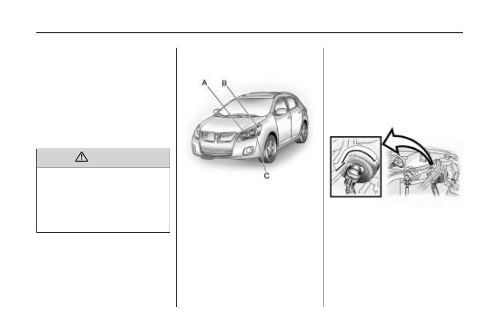 Bulb replacement, Halogen bulbs, Headlamps and parking lamps | Lamps -33 | Pontiac 2010 Vibe User Manual | Page 217 / 318