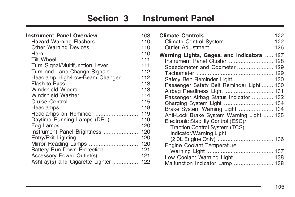 Instrument panel | Pontiac 2007 Solstice User Manual | Page 105 / 396